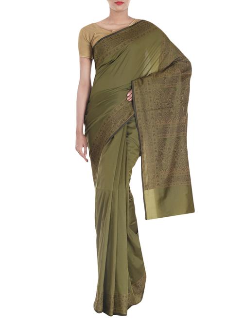 banarasi silk saree with resham weaving from zain textiles - 10003197 - Very Small Image - 1