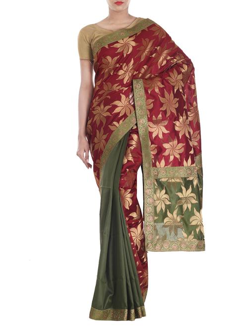 dupian silk half half saree from zain textiles - 10003200 - Very Small Image - 1