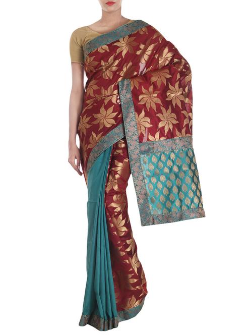 banarasi dupian silk half half saree from zain textiles - 10003201 - Very Small Image - 1
