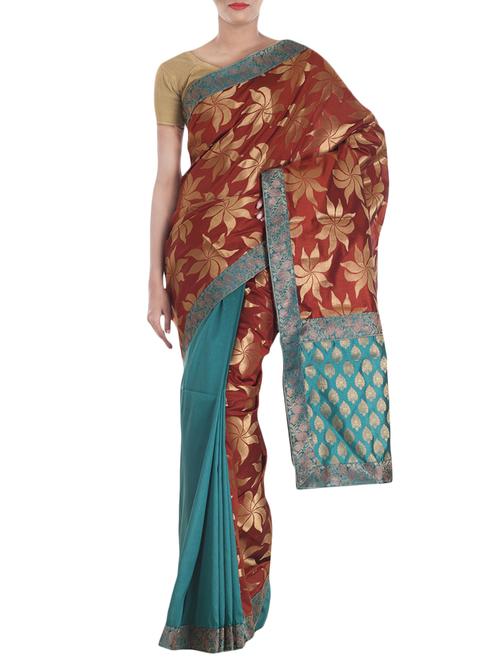 banarasi dupian silk half half saree from zain textiles - 10003202 - Very Small Image - 1
