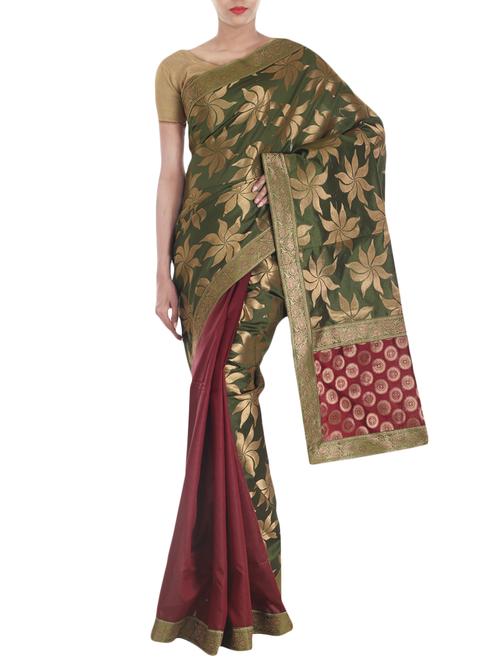 banarasi dupian silk half half saree from zain textiles - 10003203 - Very Small Image - 1