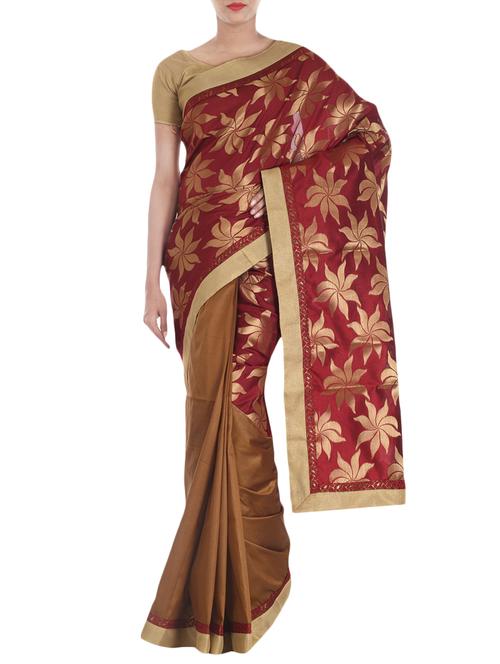banarasi dupian silk half half saree from zain textiles - 10003205 - Very Small Image - 1