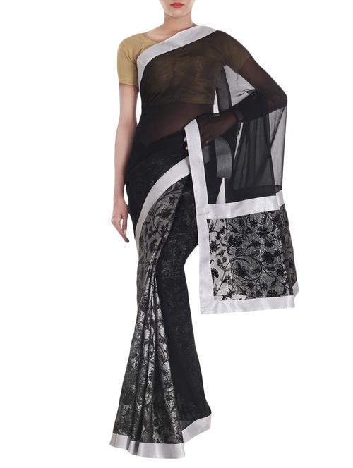 half half velvet saree from zain textiles - 10003207 - Very Small Image - 1