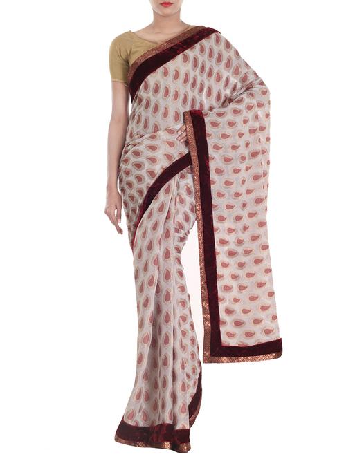 paisley woven saree with blouse - 10003210 - Very Small Image - 1