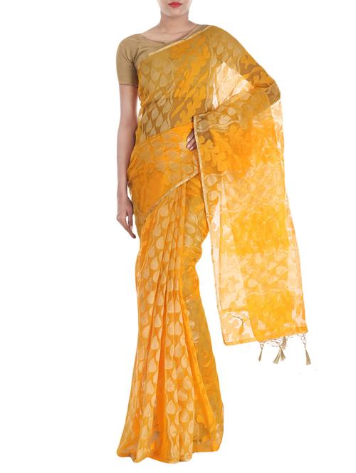 banarasi resham zari weaving net saree from zain textiles - 10003219 - Very Small Image - 1