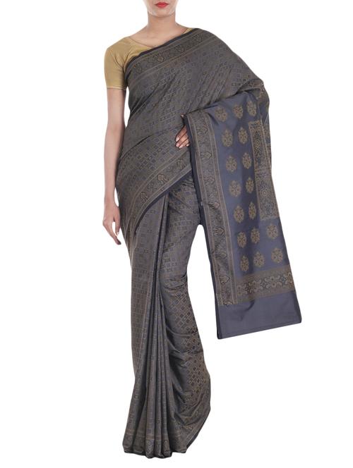 banarasi silk saree with resham weaving from zain textiles - 10003229 - Very Small Image - 1
