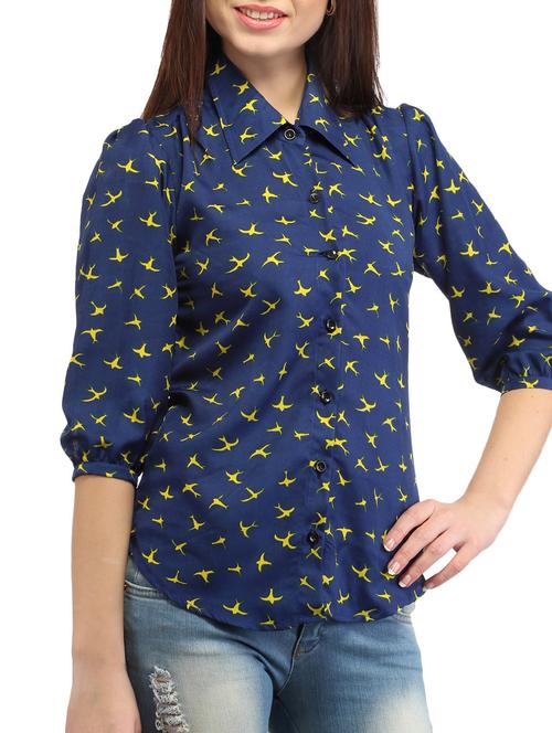 blue crepe regular shirt - 10004883 - Very Small Image - 1