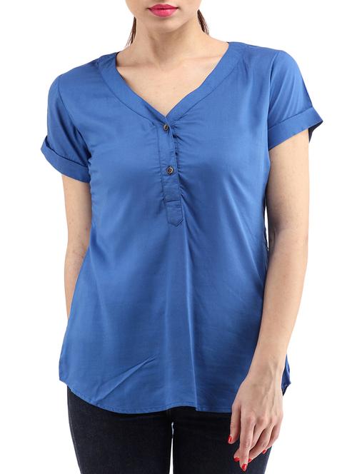 solid blue cotton top - 10004899 - Very Small Image - 1
