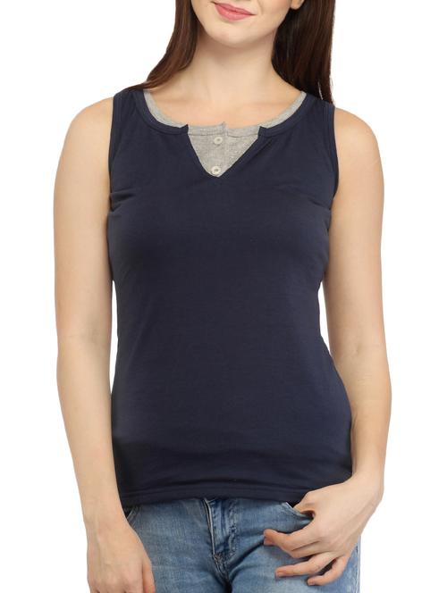blue cotton solid top - 10004912 - Very Small Image - 1