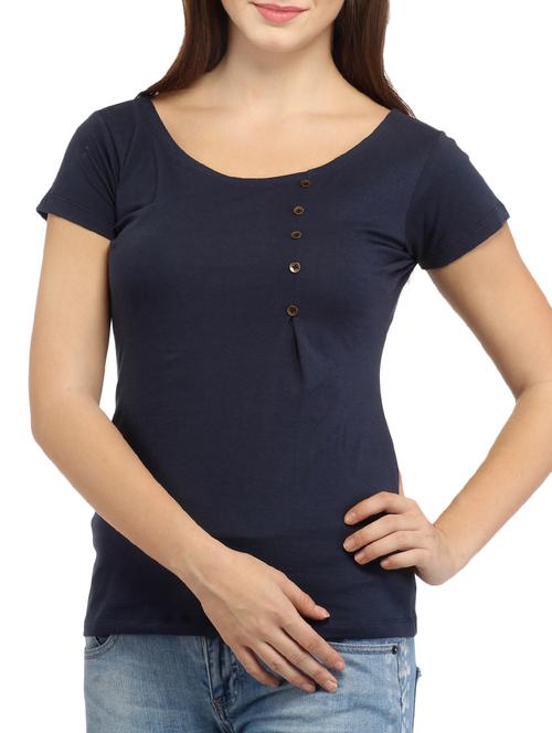 blue cotton regular top - 10004916 - Very Small Image - 1