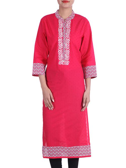 pink cotton kurta - 10005476 - Very Small Image - 1