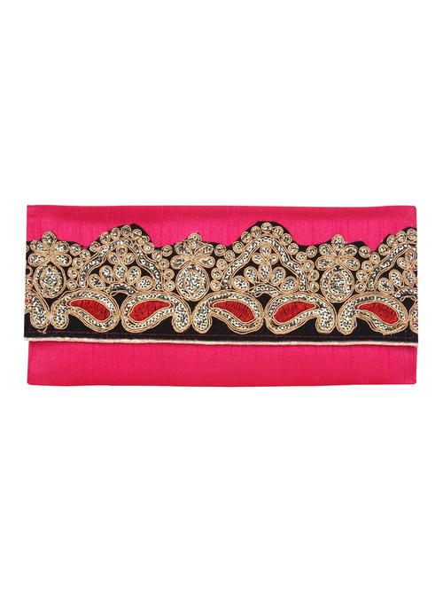 pink artsilk clutch - 10008129 - Very Small Image - 1
