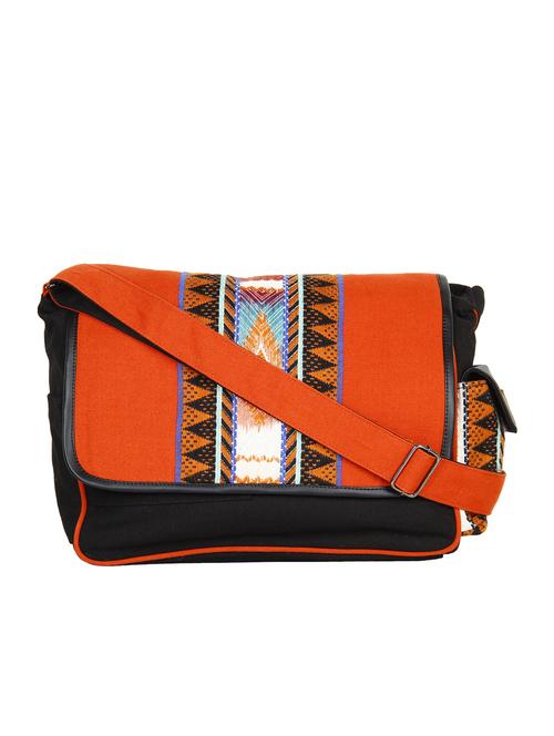 orange,black canvas sling bag - 10008192 - Very Small Image - 1