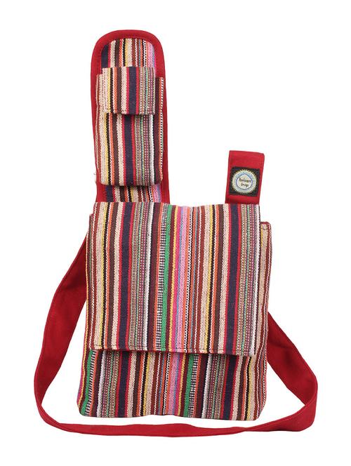 multi-colored striped canvas sling bag - 10008224 - Very Small Image - 1