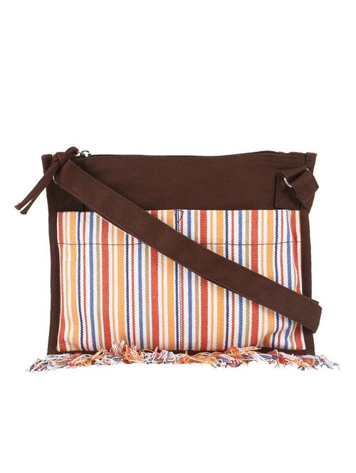 multi-colored striped cotton sling bag - 10008235 - Very Small Image - 1