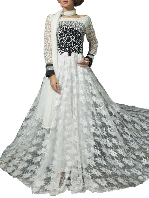 white net gown and dupatta - 10010042 - Very Small Image - 1