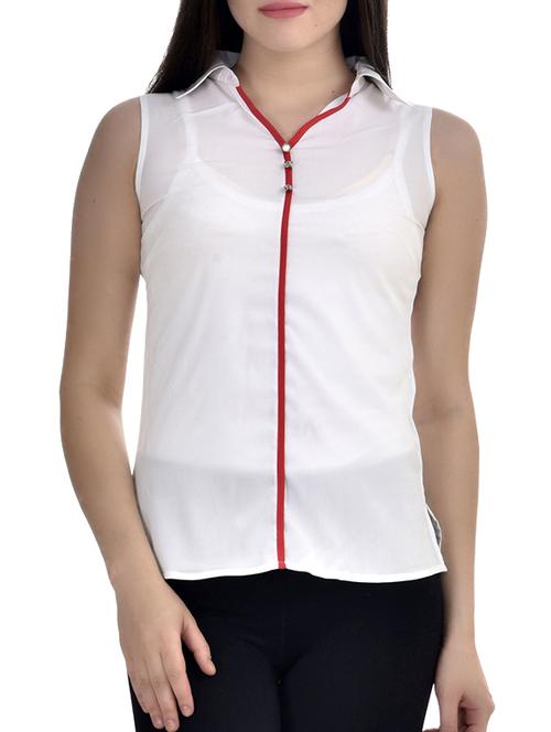 off white poly crepe top. - 10010121 - Very Small Image - 1