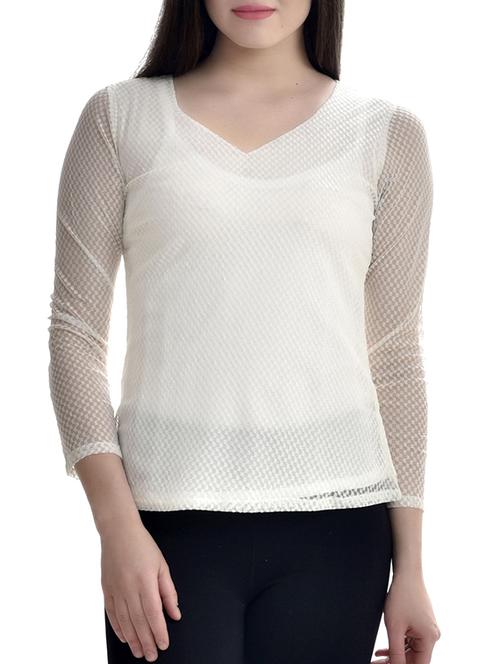 sheer sleeved net top - 10010131 - Very Small Image - 1