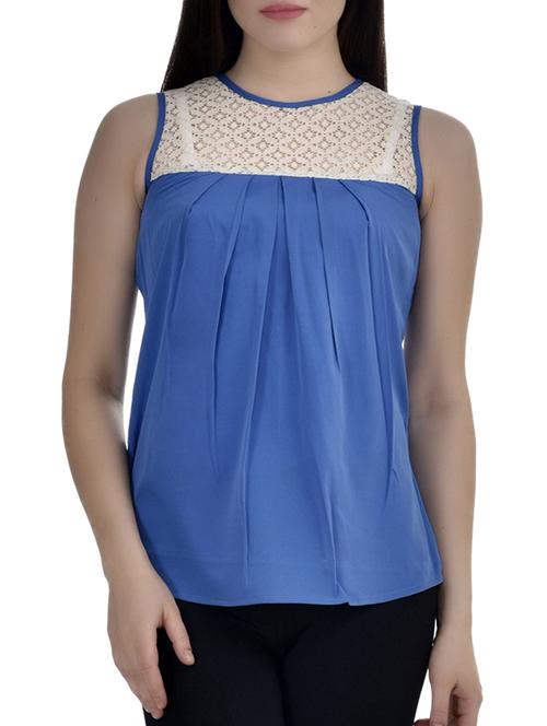 lace panel pleated top - 10010134 - Very Small Image - 1