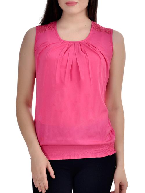 pink poly crepe top. - 10010144 - Very Small Image - 1
