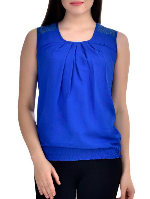 blue poly crepe top. - 10010145 - Very Small Image - 1