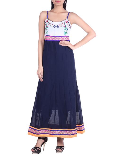 blue color, georgette anarkali kurta - 10010306 - Very Small Image - 1
