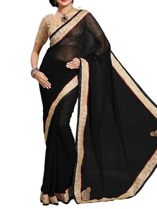 black chiffon saree - 10011715 - Very Small Image - 1