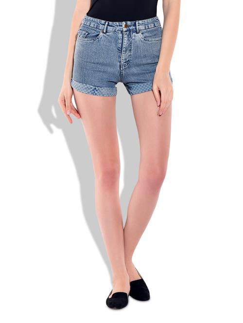 blue cotton regular shorts - 10012022 - Very Small Image - 1