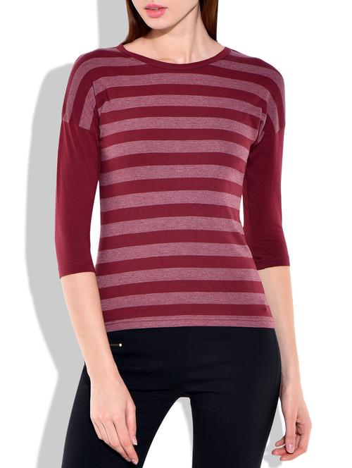 drop shoulder striped tee - 10012028 - Very Small Image - 1