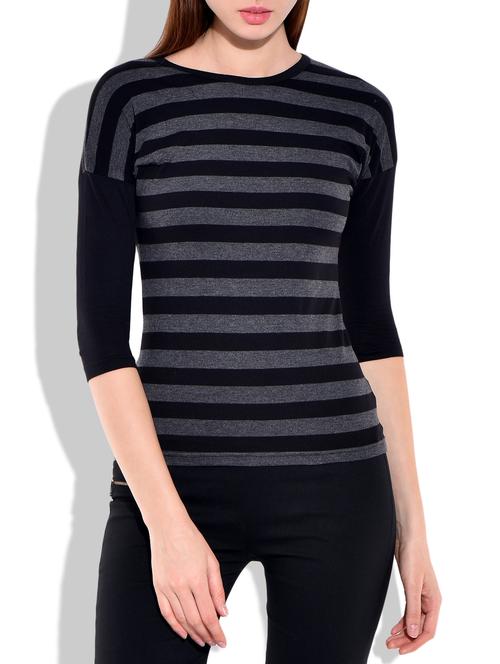 round neck striped tee - 10012040 - Very Small Image - 1