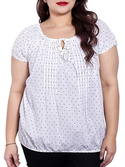 white colored cotton top with pin tucks - 10012076 - Very Small Image - 1