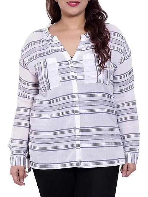white colored cotton printed shirt - 10012096 - Very Small Image - 1