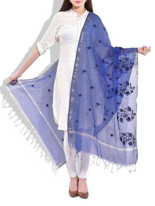 blue chanderi dupatta - 10014997 - Very Small Image - 1