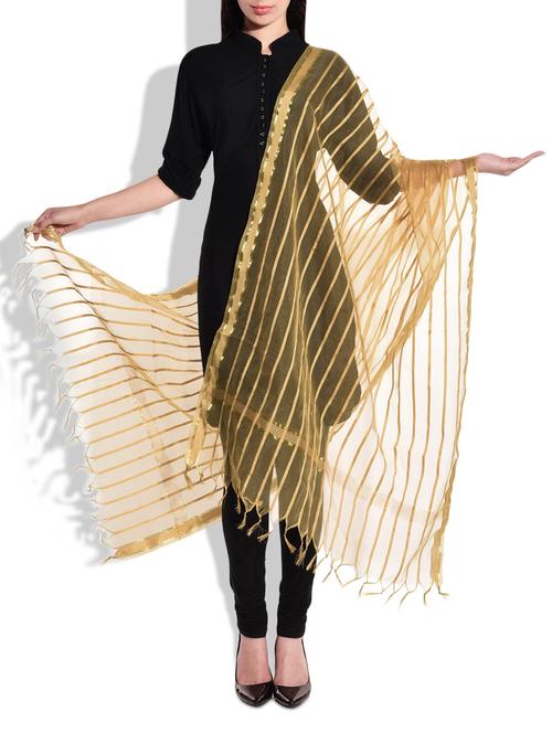 beige silk dupatta - 10014999 - Very Small Image - 1
