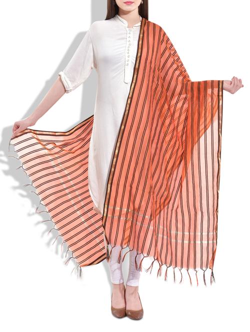 orange, black chanderi dupatta - 10015032 - Very Small Image - 1
