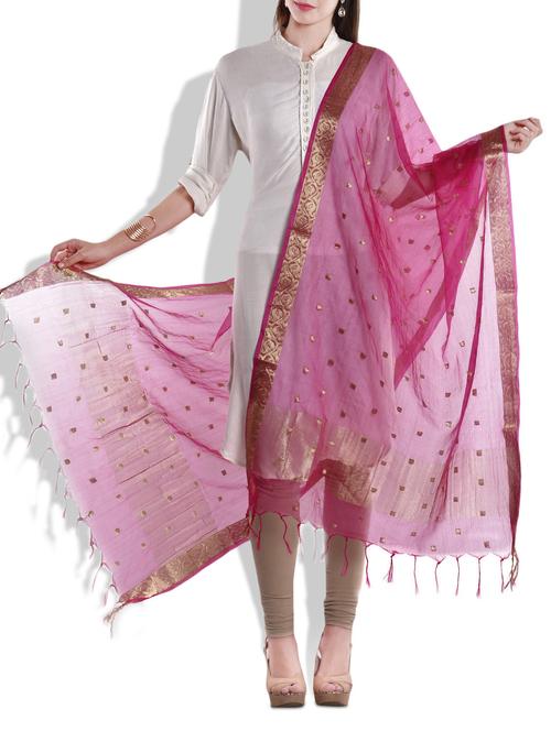 magenta organza dupatta - 10015050 - Very Small Image - 1