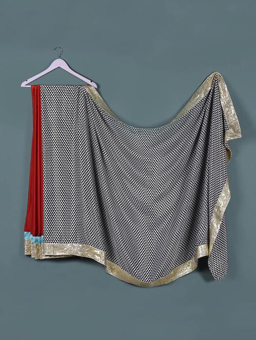 red sequined silk saree - 1001512 - Very Small Image - 1