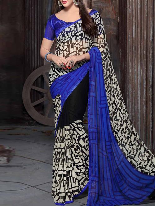 multicolor georgette saree - 10016049 - Very Small Image - 1