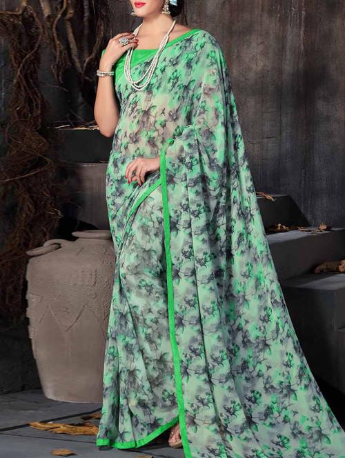 green georgette saree - 10016053 - Very Small Image - 1