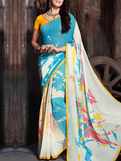 multicolor georgette saree - 10016057 - Very Small Image - 1