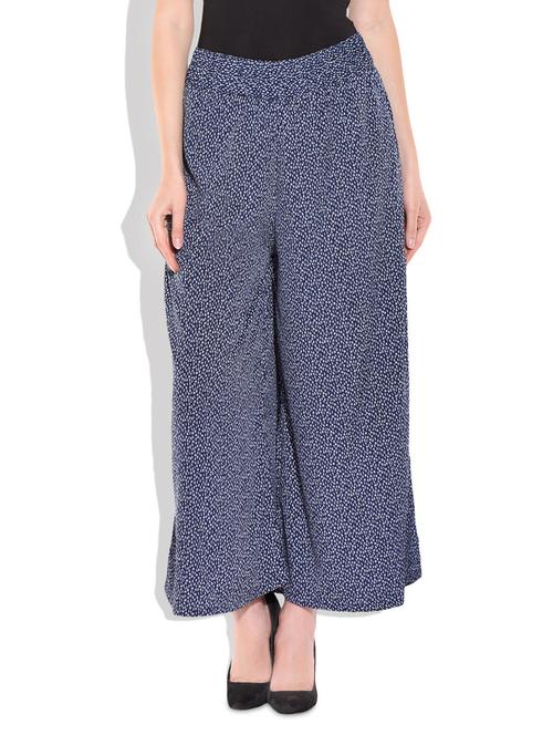 blue polyester palazzos - 10016532 - Very Small Image - 1