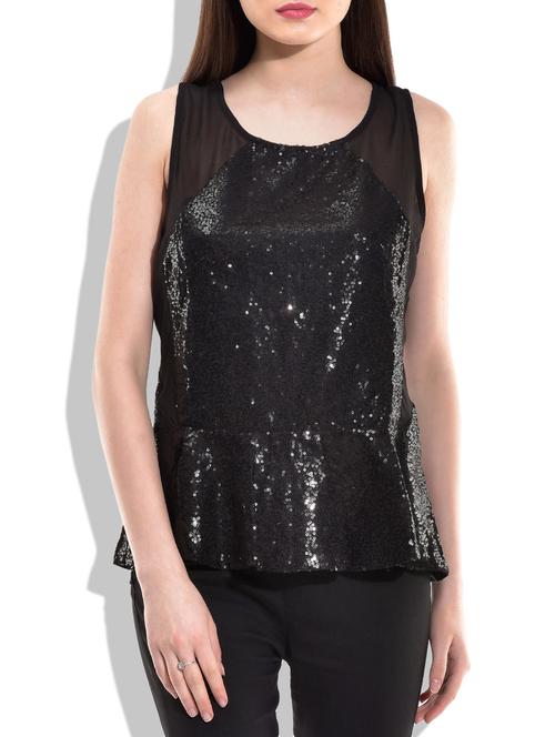round neck embellished peplum top - 10016581 - Very Small Image - 1