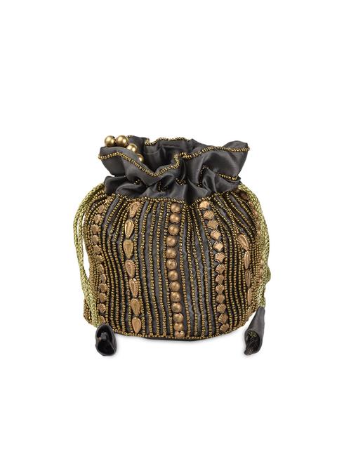 grey with golden beaded potli bag - 1001878 - Very Small Image - 1