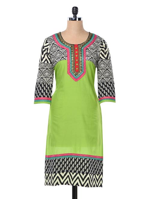 green printed kurta - 1002131 - Very Small Image - 1