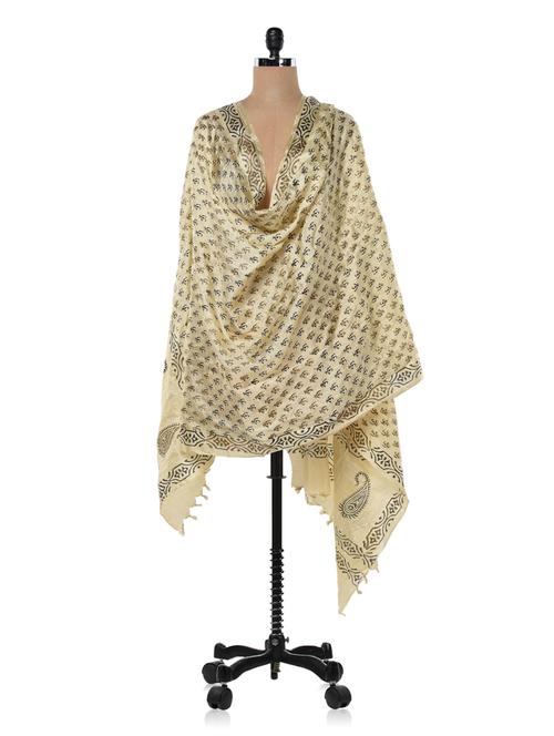 kela silk black block print dupatta - 1002137 - Very Small Image - 1