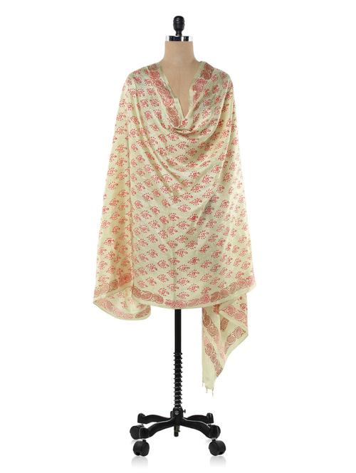 kela silk red block print dupatta - 1002139 - Very Small Image - 1
