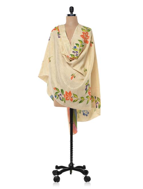 hand painted khadi dupatta - 1002140 - Very Small Image - 1