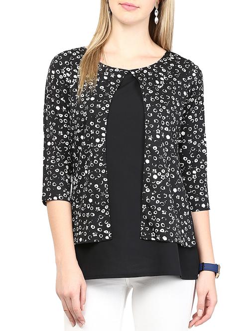 monochrome print layered top - 10023070 - Very Small Image - 1