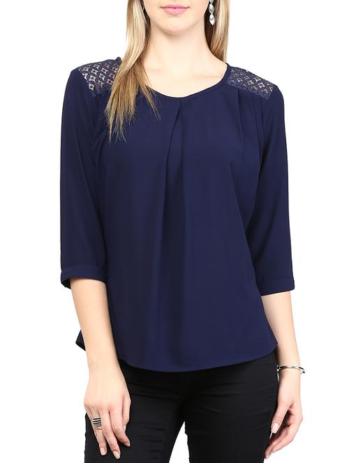lace paneled pleat detail top - 10023108 - Very Small Image - 1