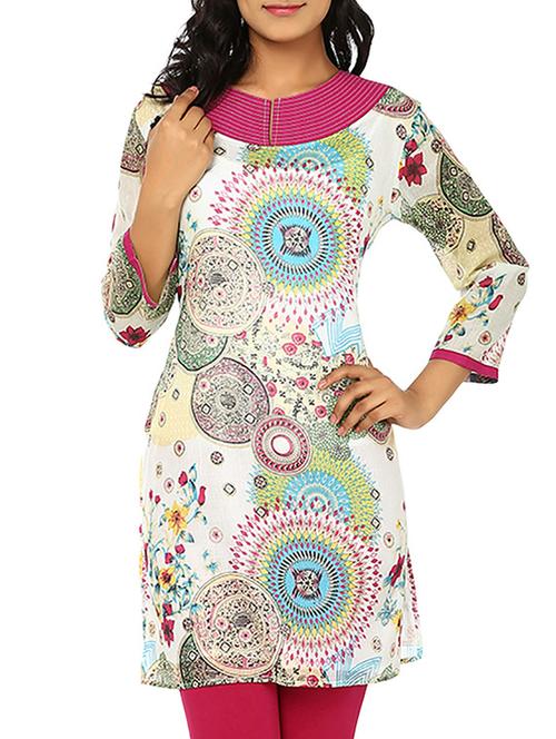 multicolor cotton straight kurti - 10024426 - Very Small Image - 1